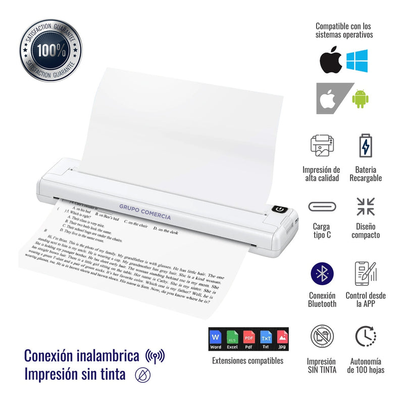 Impresora Termica Portable Recargable Tattos Documentos