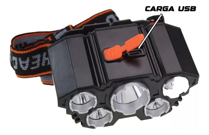 Linterna Minera Led De Cabeza 5 Led 5 Funciones 2000 Lumenes