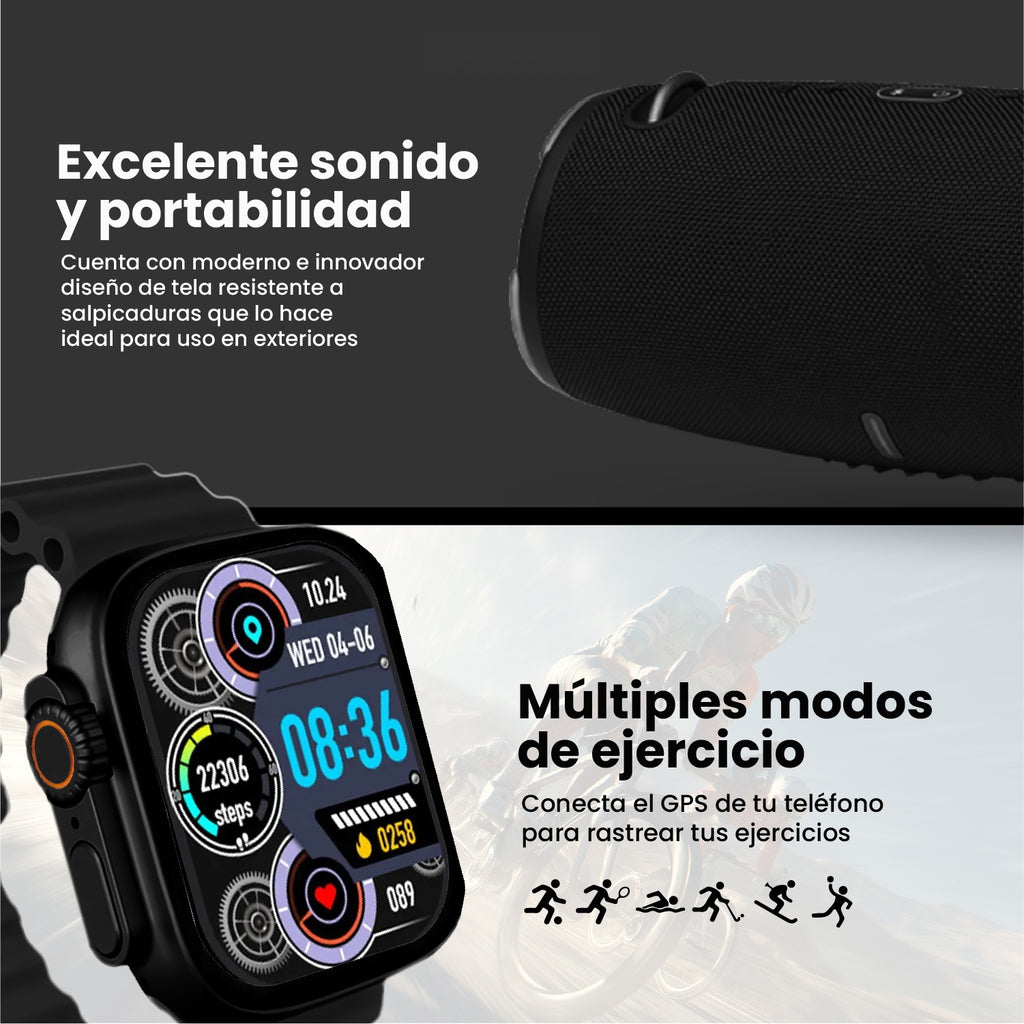 Smartwatch Deportivo Ultra Parlante Mega Sound Bluetooth Xtreem Negro