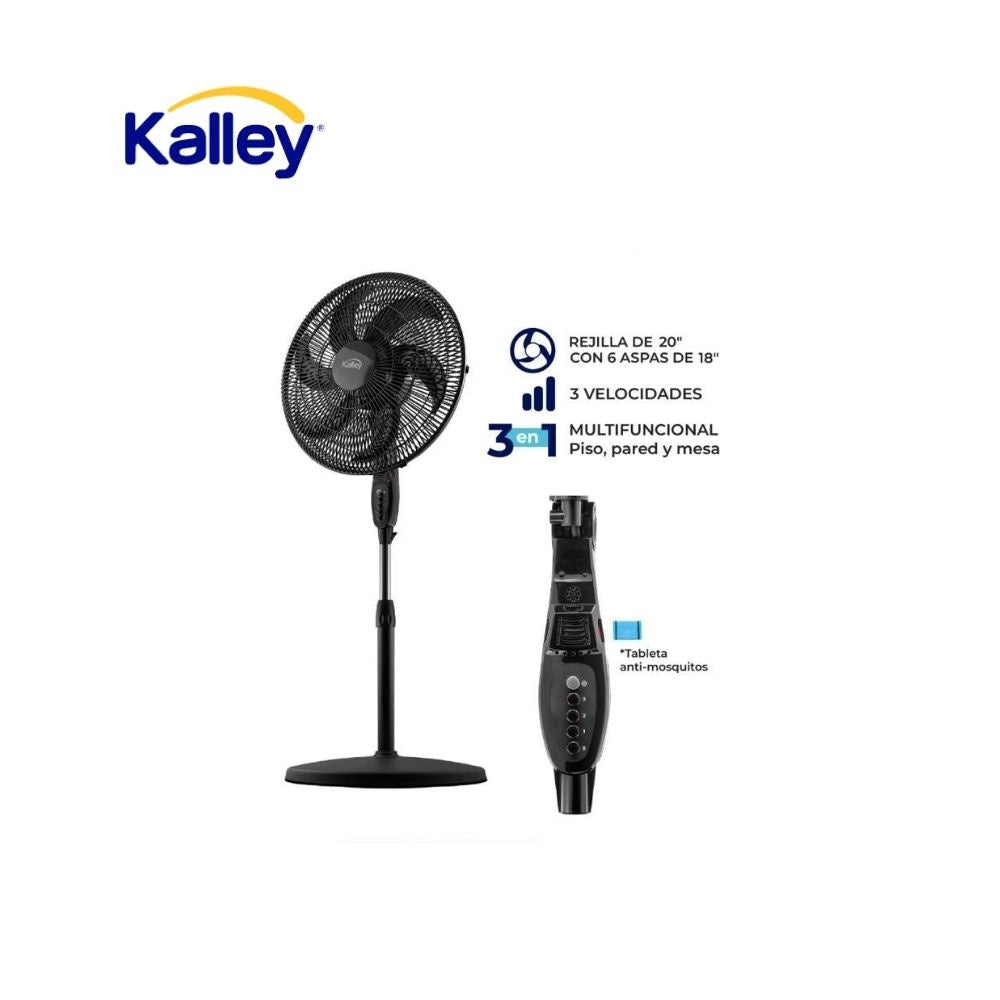 Ventilador Kalley 3 En 1 20" Multifuncional Piso Pared Mesa Anti-Mosquitos