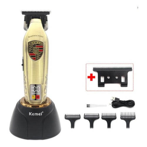 Patillera De Lujo Premium Kemei Pro Con Guias Pantalla Profesional