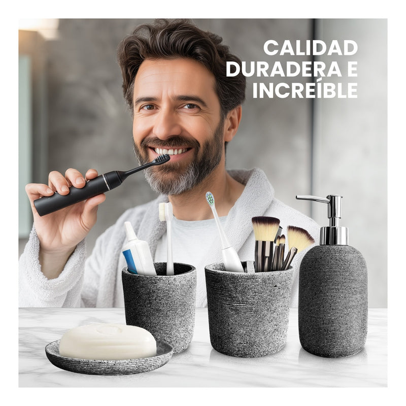 Organizador De Bano 4 Piezas De Lujo Con Dispensador De Jabon Premium Elegante