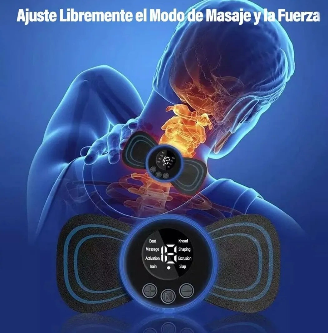 Masajeador De Cuello Espalda Brazos Recargable Color Negro Gimnasia Pasiva Relaja Alivia