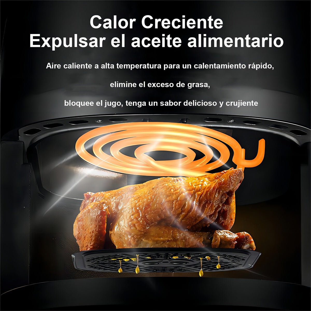 Electrica 8L Freidora De Aire Sin Aceite Horno Visua 2400W Color Negro