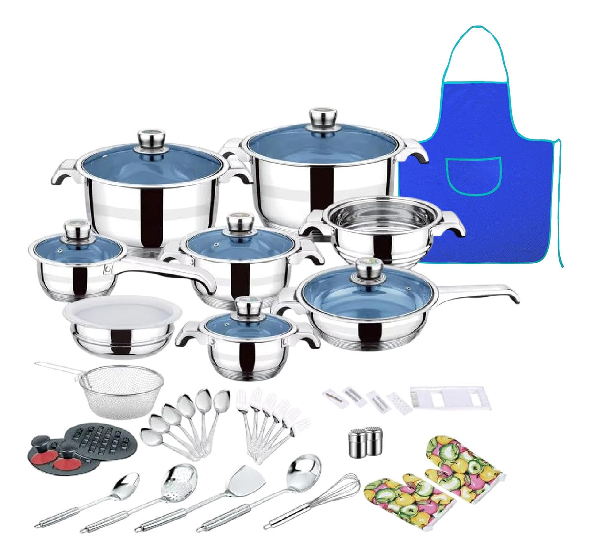 Juego De Ollas Y Sartenes 55 Piezas Acero Quirurgico Inoxidable Premium Cook Ware