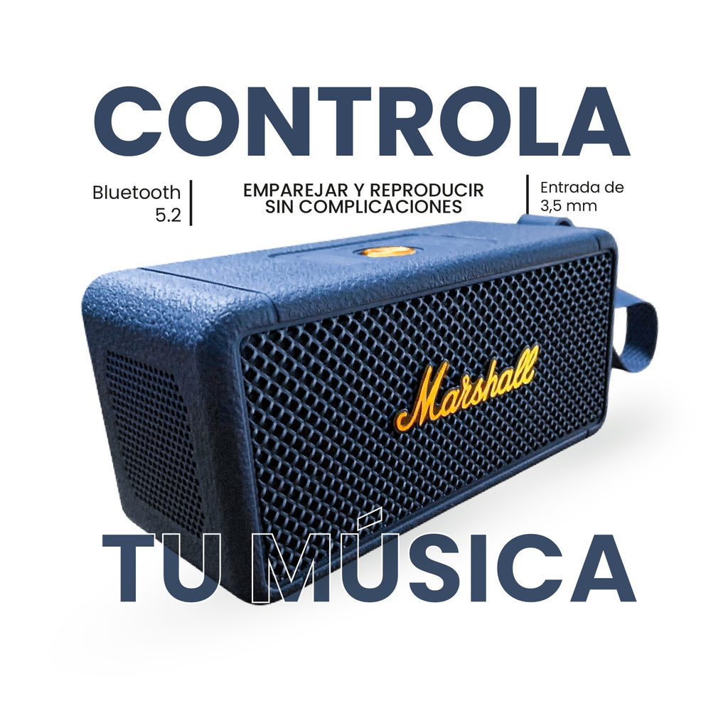 Parlante Bluetooth Sonido Potente Usb Mp3 Fm Marshall Azul Replica 1.1