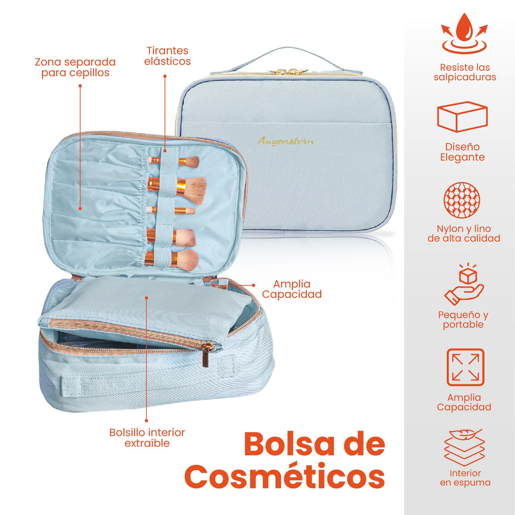 Cosmetiquera Para Dama Organizador Maquillaje Neceser Azul Claro