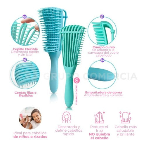 Cepillo Para Cabello Rizado Crespo Ondulado Rizos