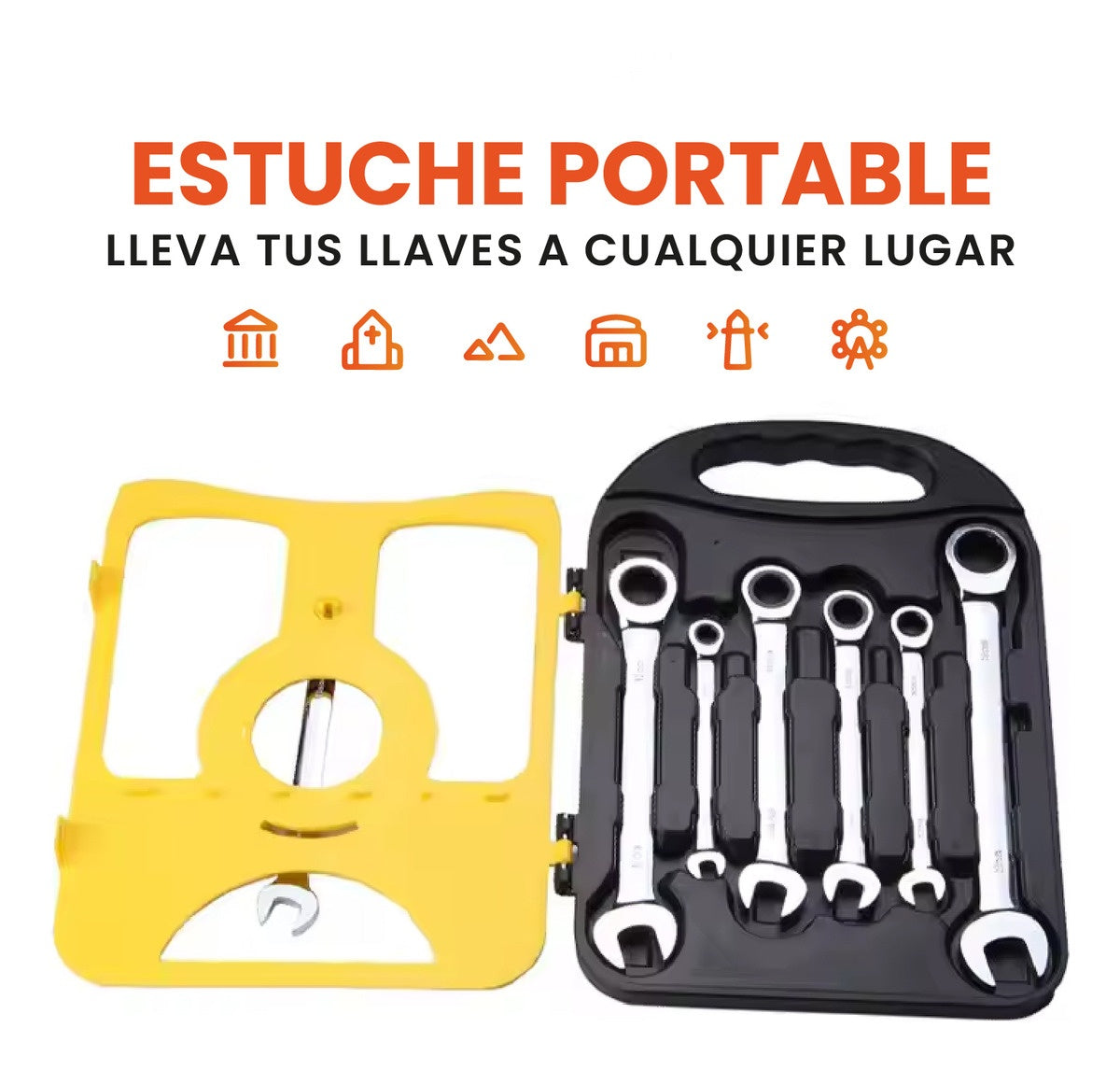 Juego De Llaves Mixtas Rachet Estuche 7 Piezas Chrome Vanadium