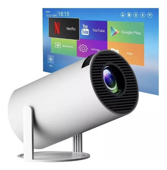 Mini Proyector Led Smart Android 11 Fhd 4500 Lumenes Wifi Bt Color Blanco