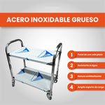 Carro Estante Organizador De Servicio 2 Niveles Acero Inoxidable Con Rodachines