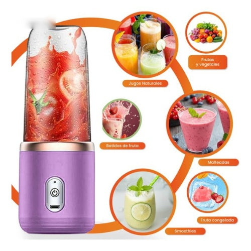 Mini Licuadora Para Batidos Rapidos De Bolso Recargable 400 Ml