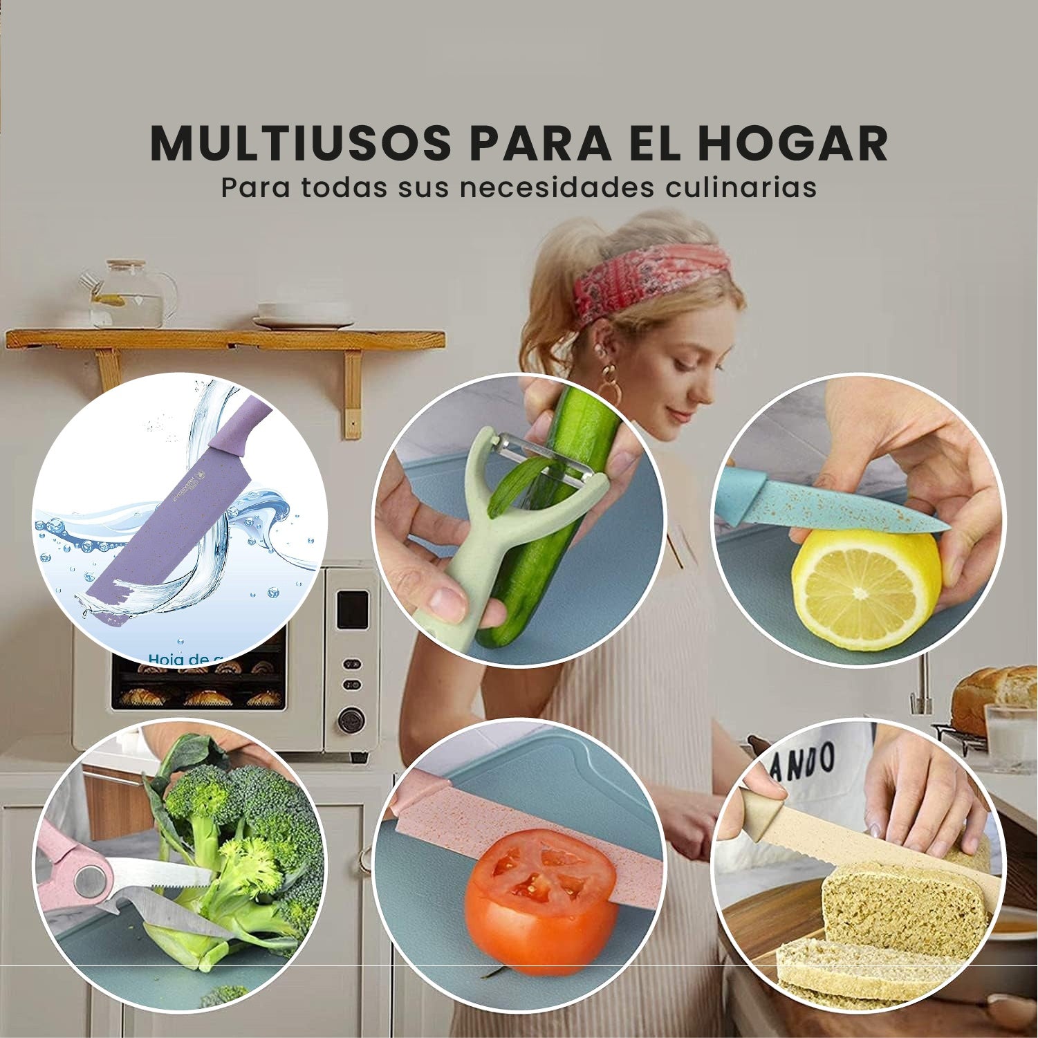Freidora De Aire Nobelsound Air Fryer Doble Bandeja Con Utensilios Cuchillos Incluidos