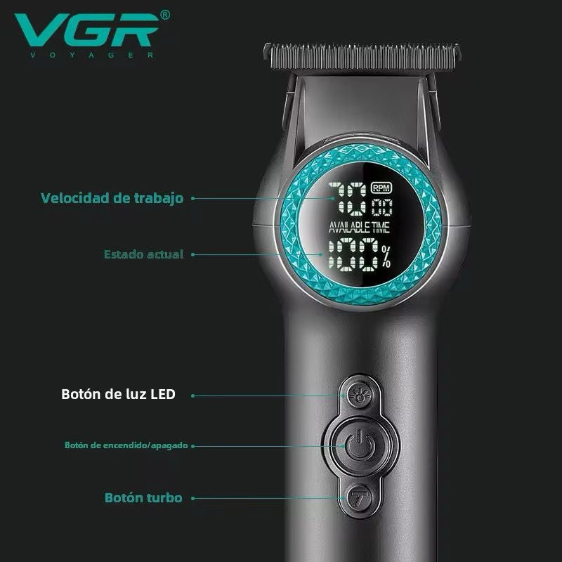 Maquina Trimmer Profesional V-990 Pro Luz Led Turbo 8000Rpm Inalambrica