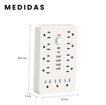 Multitoma 17 En 1 Regleta Electrica 11 Tomas 6 Usb Carga Rapida Usb-C Proteccion Sobrecarga Blanco