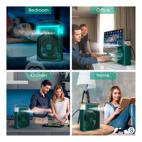 Ventilador Humidificador Con Luz Led Portatil 4 En 1