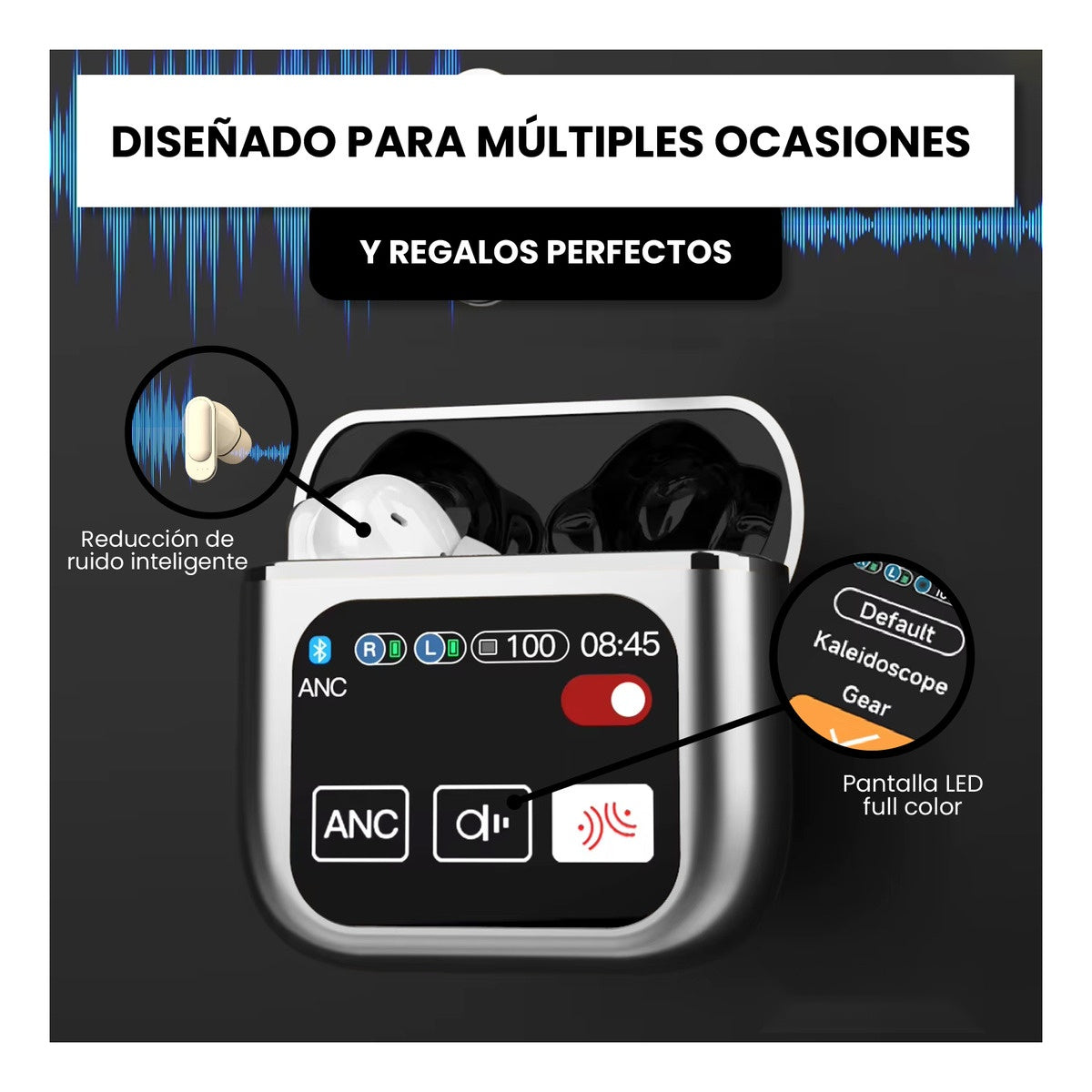 Audifonos Bluetooth 5.2 5Ta Generacion Blanco Pantalla Innovo