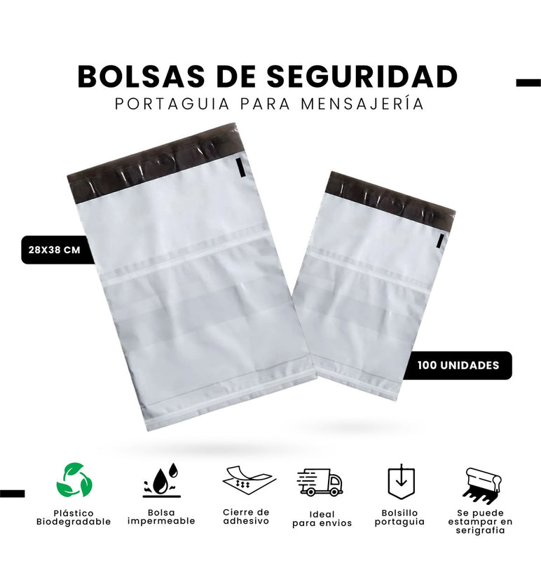 Bolsas De Seguridad Porta Guia Para Mensajeria 28 X 38 Ecommerce Biodegradable