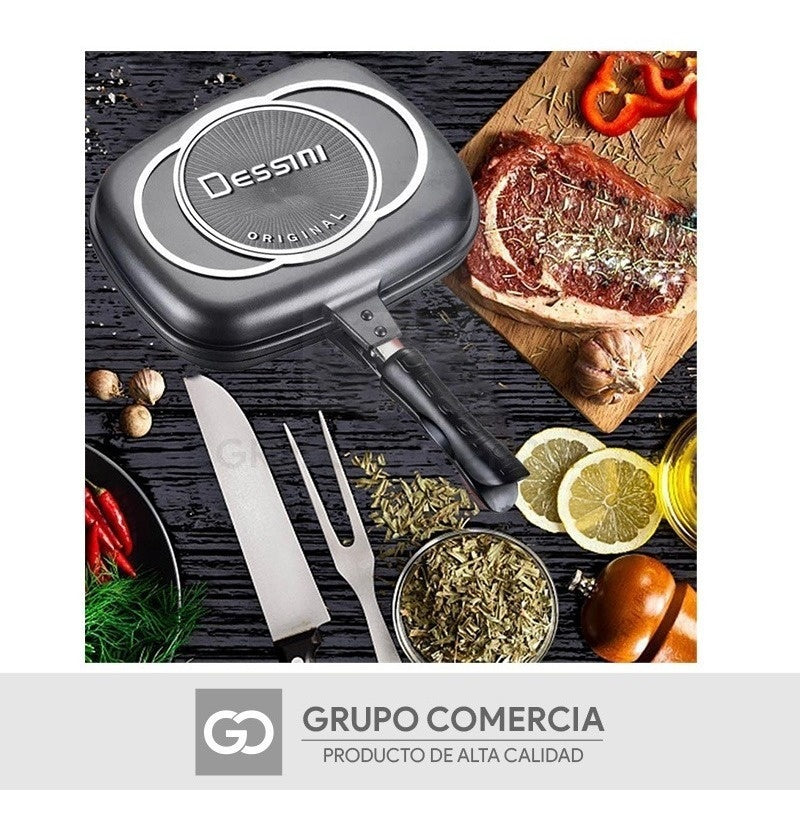 Sarten Doble Parrilla Italiano Desini 36 Cm Antiade Original