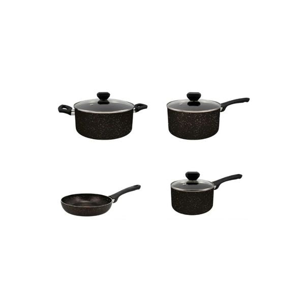 Bateria De Cocina Imusa Antiadherente 7 Piezas Con Tapa De Vidrio