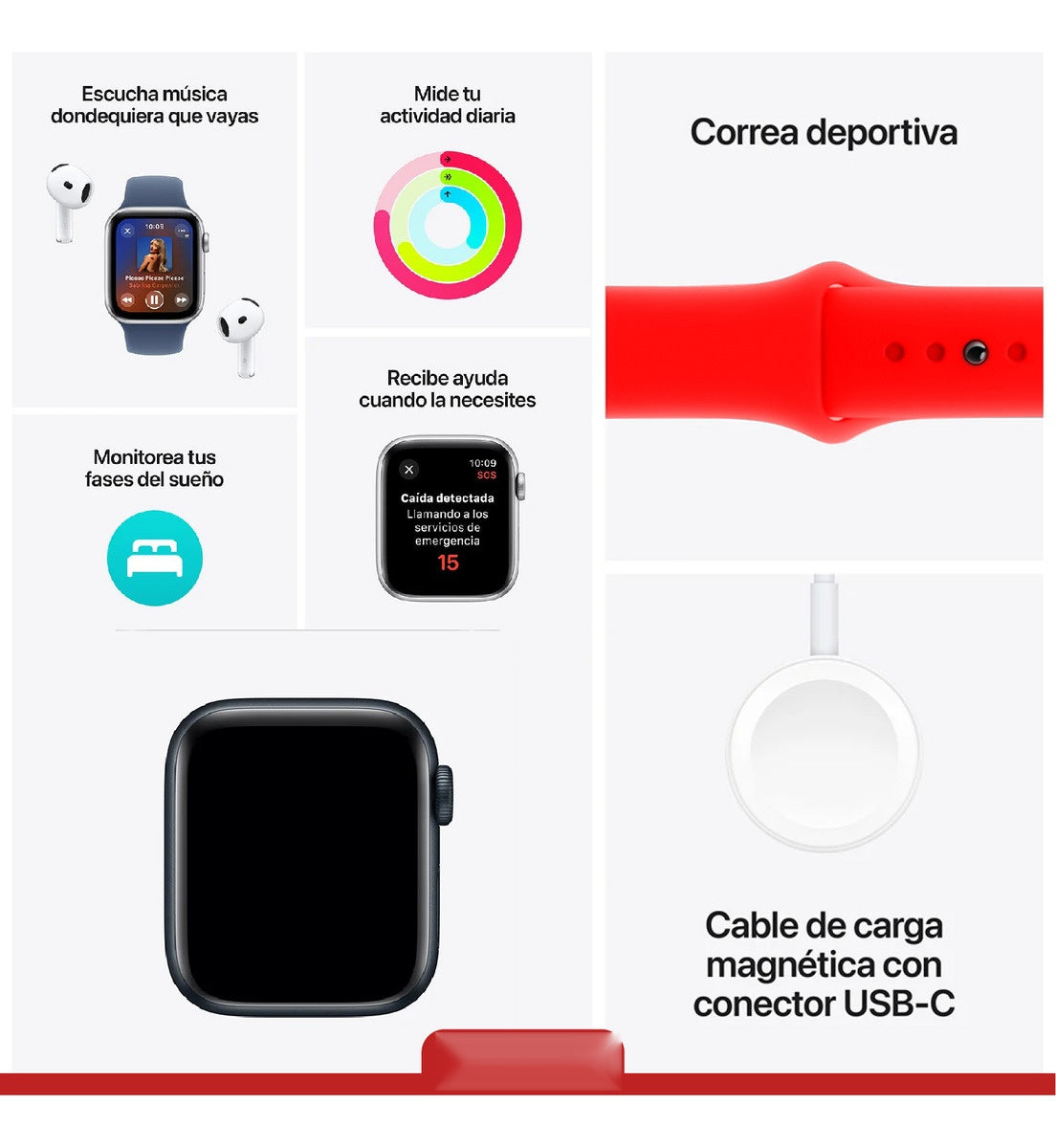 Smart Watch Deportivo Serie 8 Plus Con Audifonos Case Videojuegos Rojo