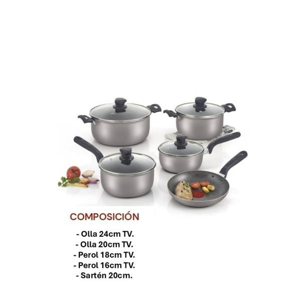 Bateria De Cocina Imusa 9 Piezas Antiadherente Ollas Y Sarten Premium