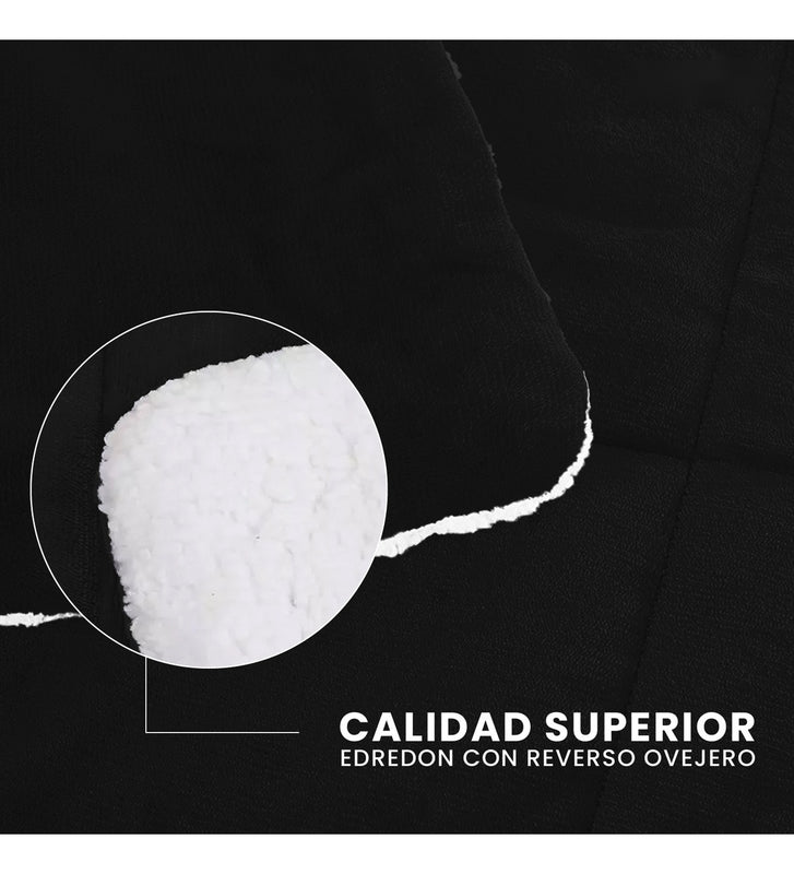 Edredon Cama Sencilla Reversible Ovejero Suave Negro Doble Fas