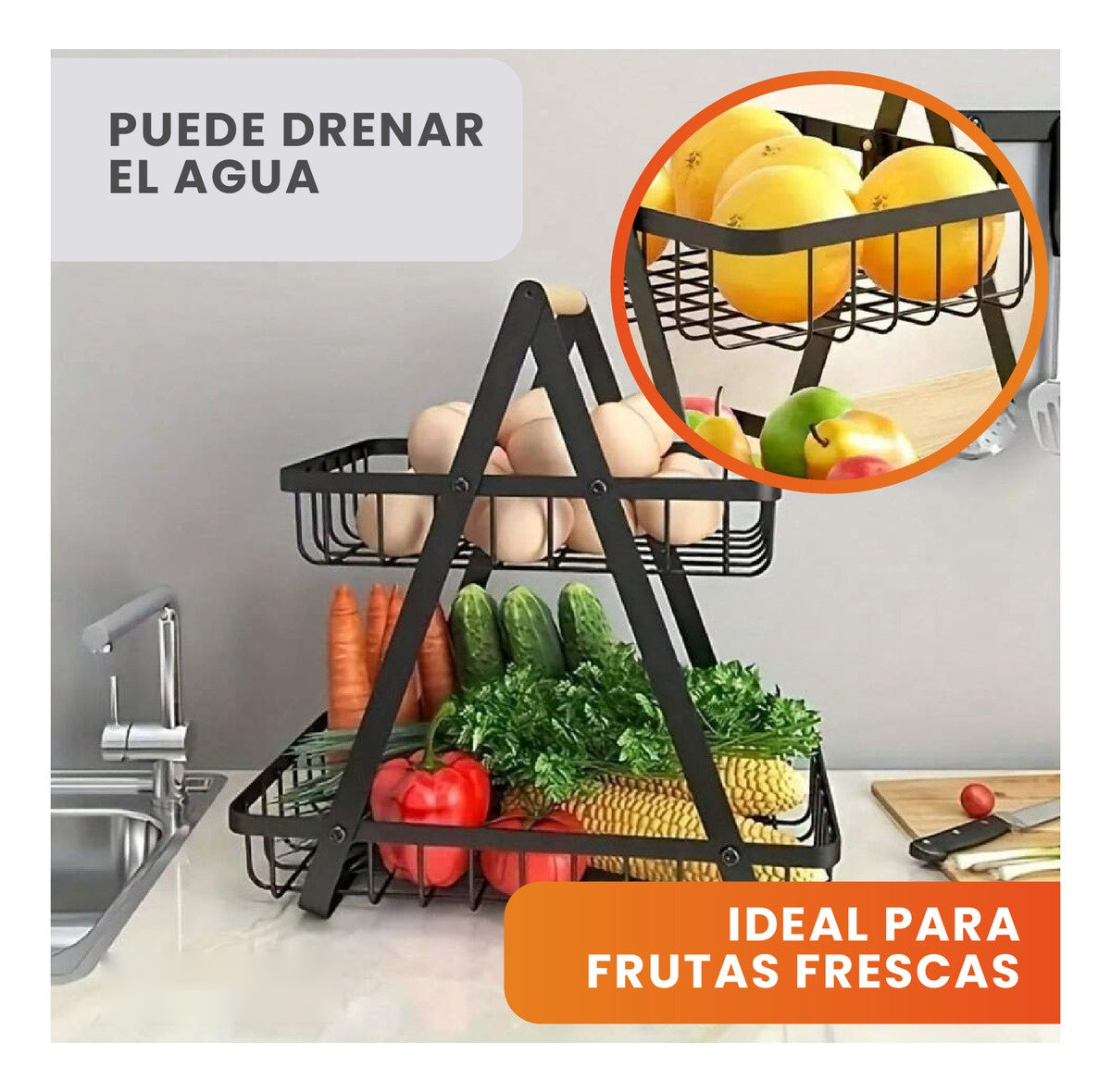 Organizador De Frutas Verduras Alimentos Frutero 2 Niveles Innovo Home