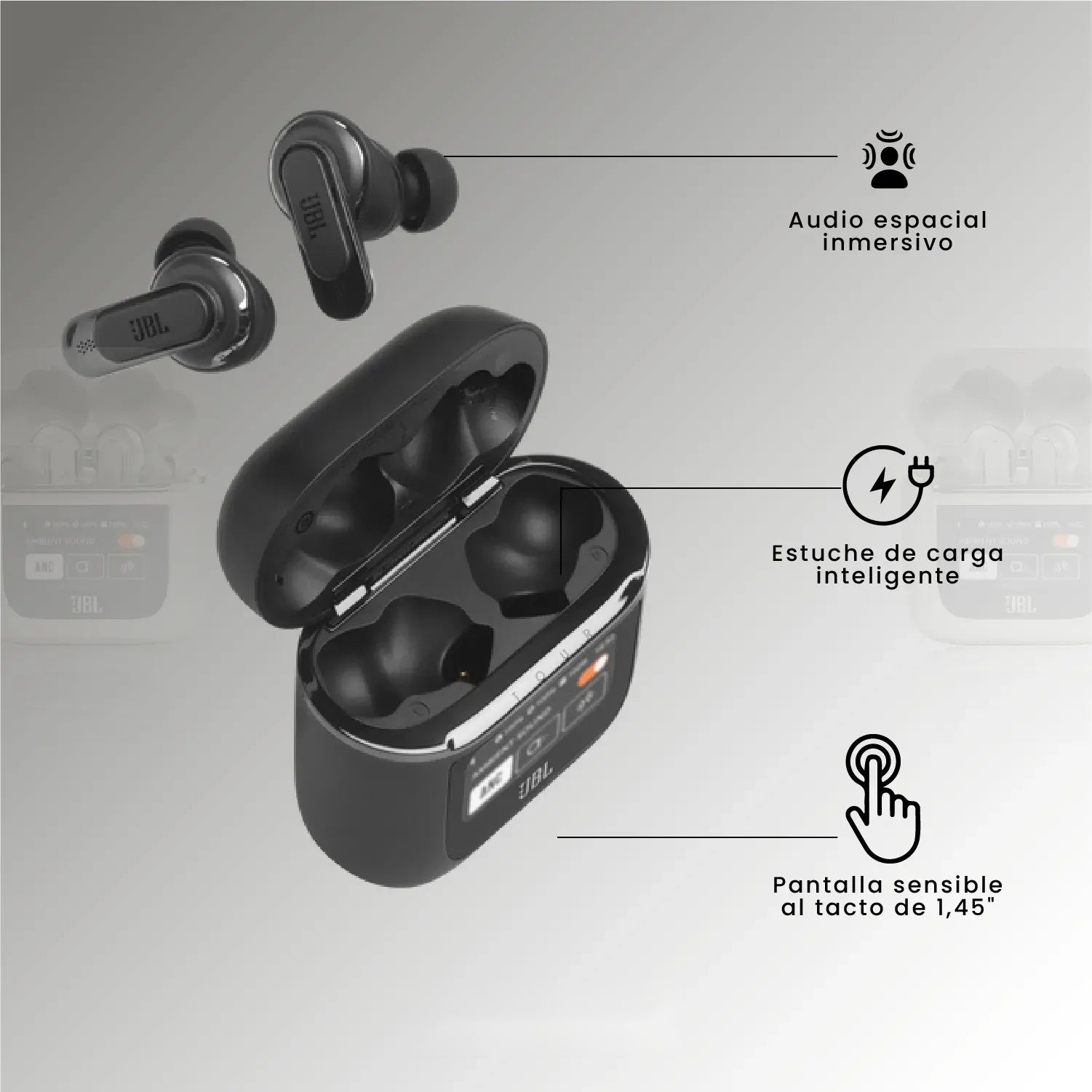 Audifonos Jbl Tour Pro 2 Calidad 1.1 Con Pantalla Tactil Negro Full Sound