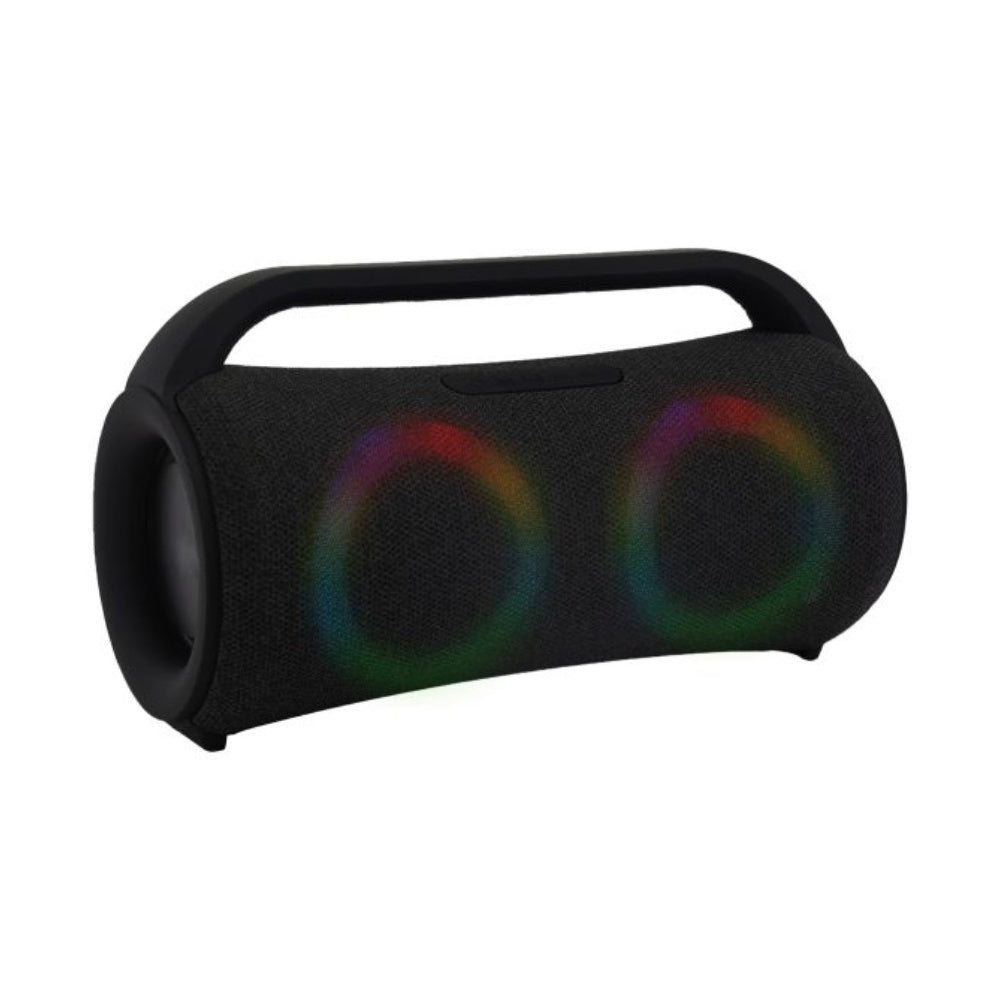 Parlante Portable Recargable Resiste Salpicaduras Tws Bluetooth Mp3 Luces Rgb Negro Bass