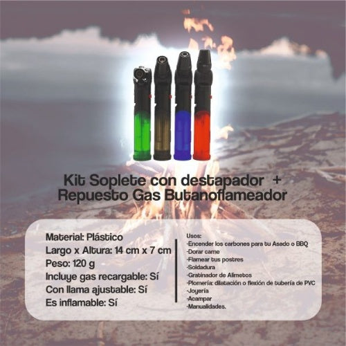 Flameador Portatil Con Recarga Cocina Asados Ajustable