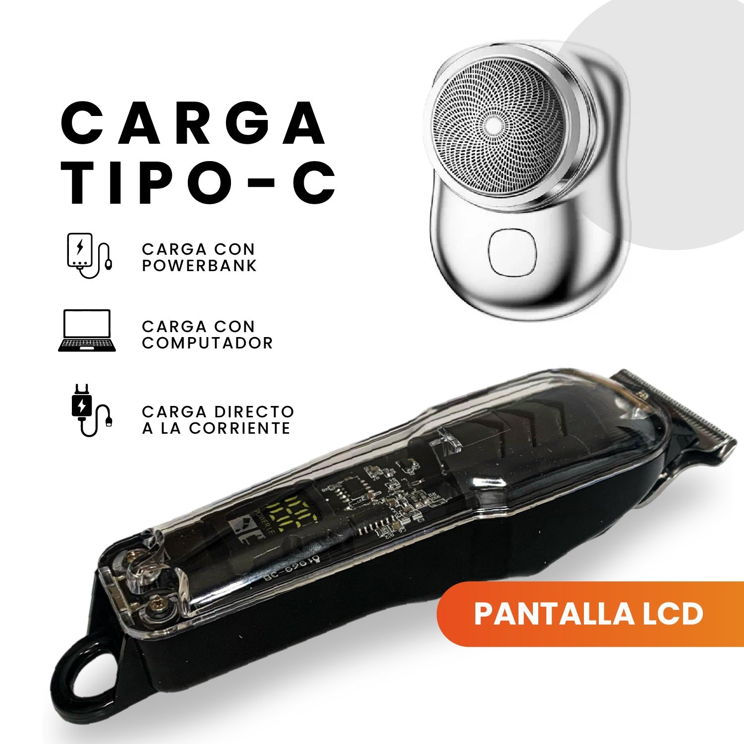 Afeitadora Electrica Inalambrica + Mini Shaver De Regalo + Estuche De Viaje