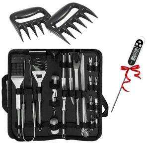 Combo Utensilios Asado X29 Piezas+ 2 Garra Oso + Obsequio Termometro