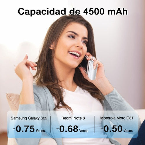 Power Bank 4500Mah Bateria Portatil Tipo C Con Usb Am Mini Color Blanco
