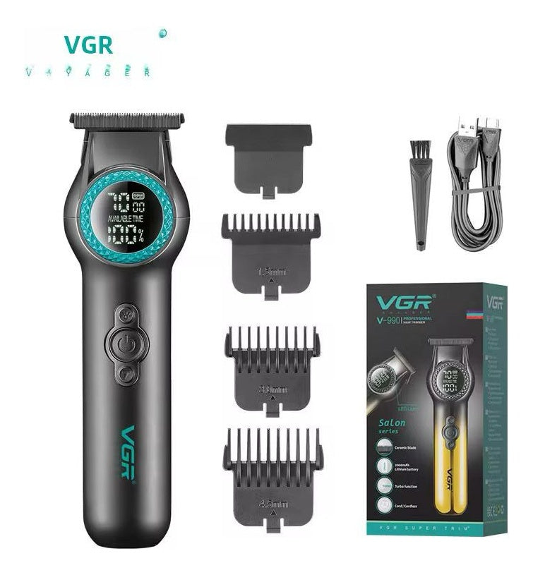 Maquina Trimmer Profesional V-990 Pro Luz Led Turbo 8000Rpm Inalambrica