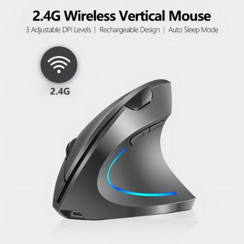 Raton Vertical Inalambrico Recargable Ergonomico De 2,4 G