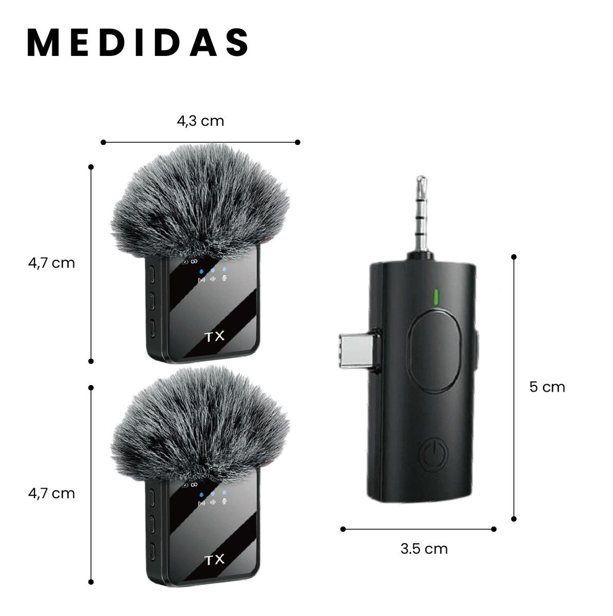 Microfono Solapa Doble Inalambrico Profesional Tipo C Ip Jack Reduccion De Ruido Y 20M