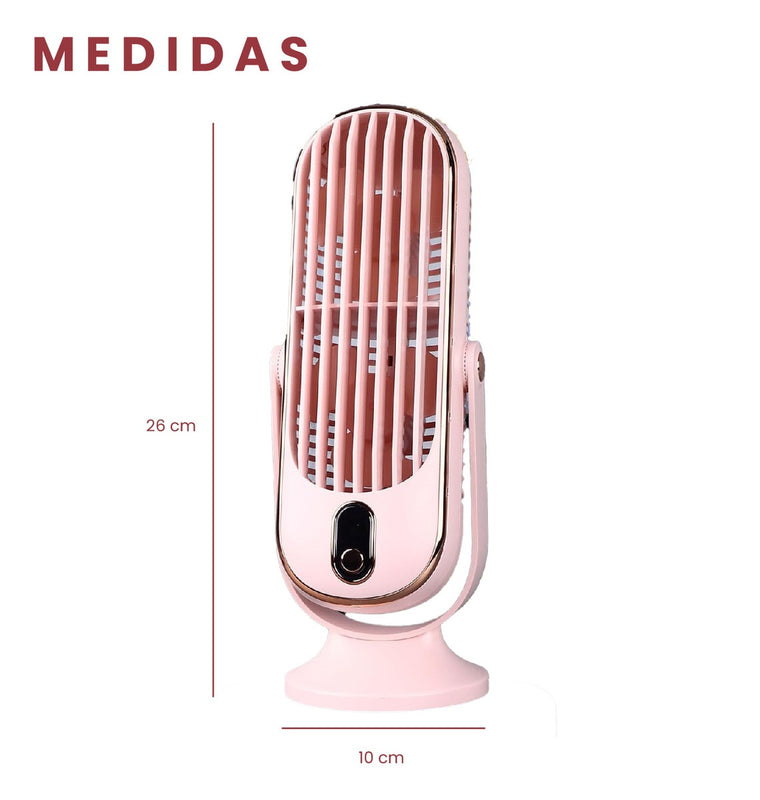 Ventilador Mesa Escritorio Digital 5 Velocidades Elegante Recargable Edicion Pink