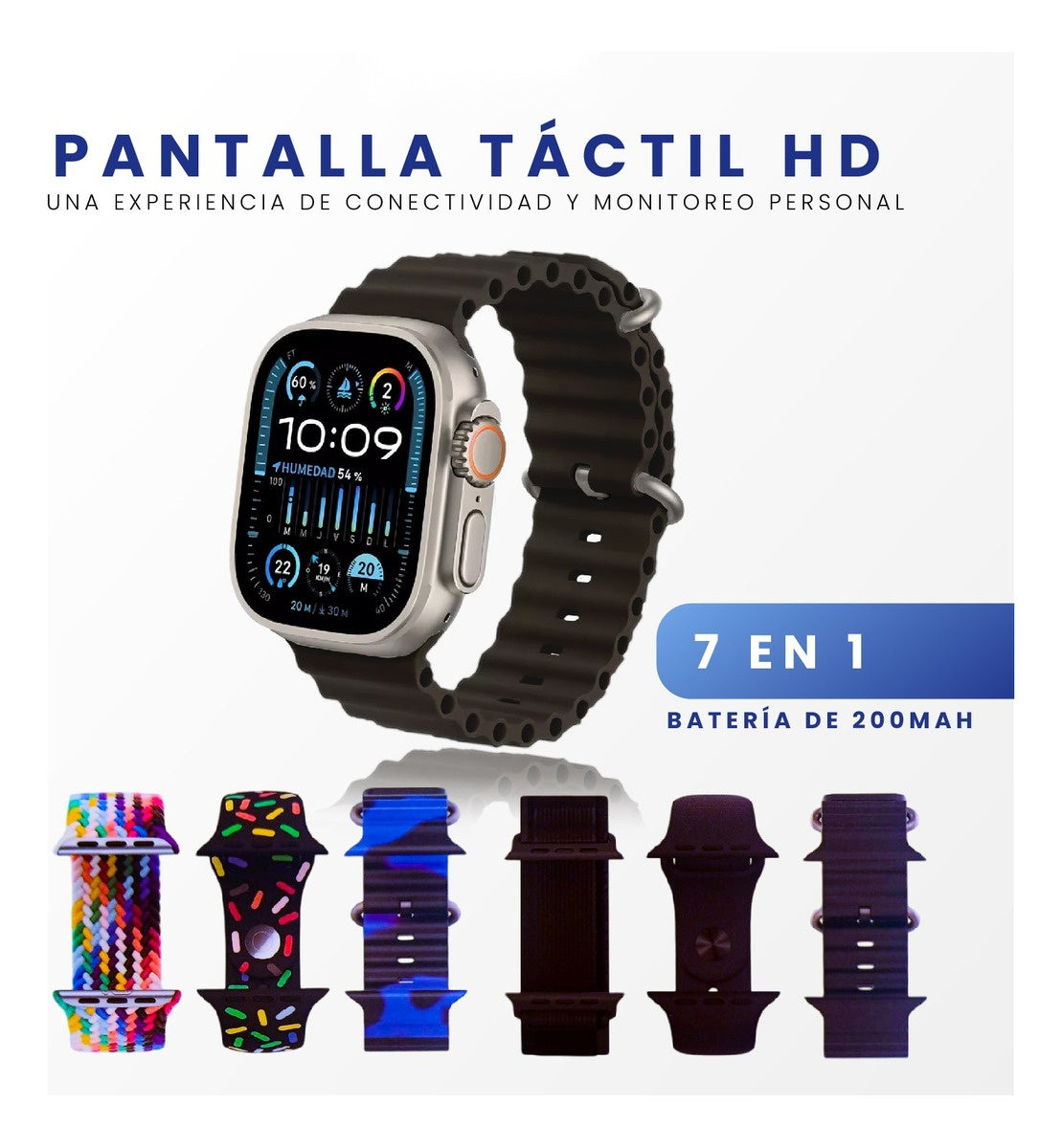 Smart Watch Premium Plus K12 Azul Con Audifonos 7 Pulsos
