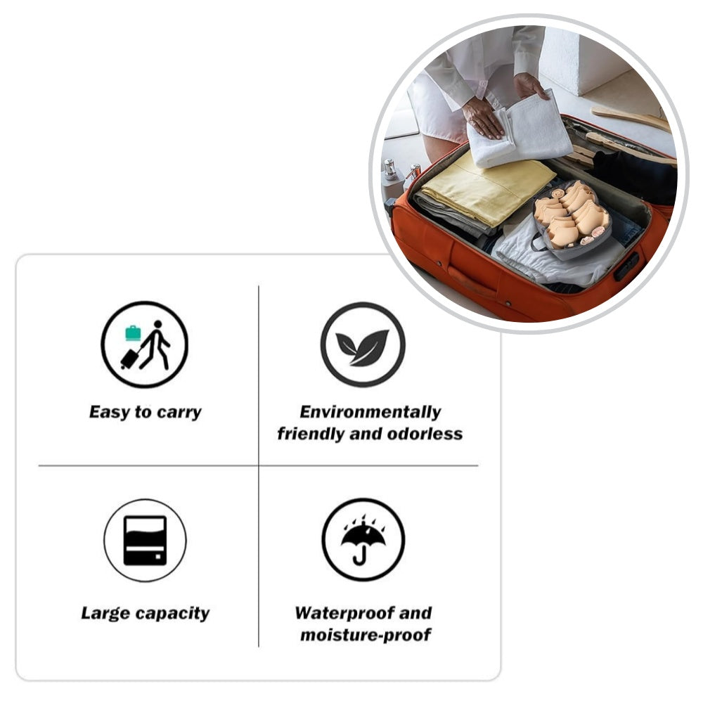 Combo Mochila Viajera + Organizador De Ropa Interior + Bolsa Para Zapatos Gris