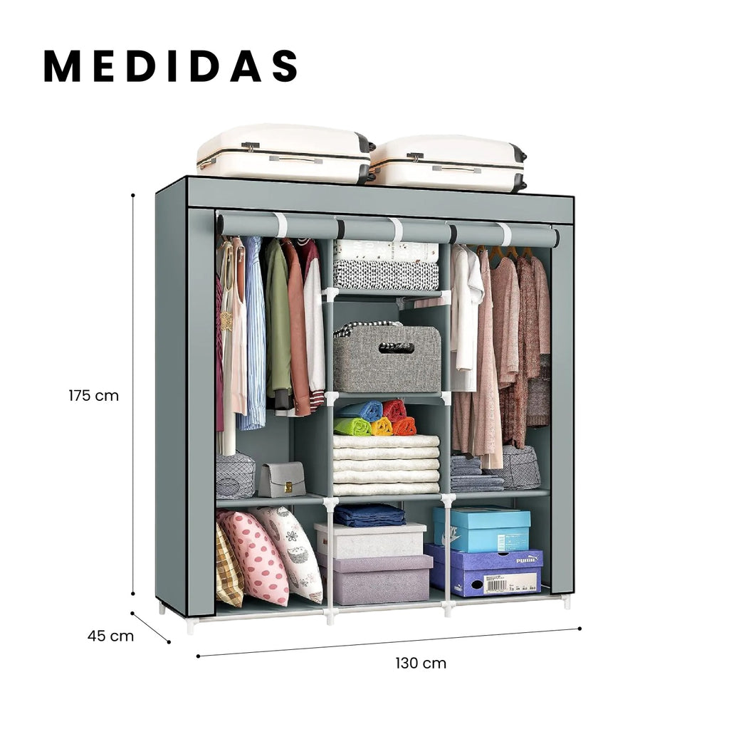 Closet Armable 3 Cuerpos Con Zapatero 9 Niveles Organizador De Ropa Zapatos Practico