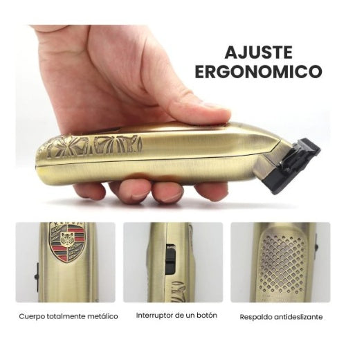 Patillera De Lujo Premium Kemei Pro Con Guias Pantalla Profesional