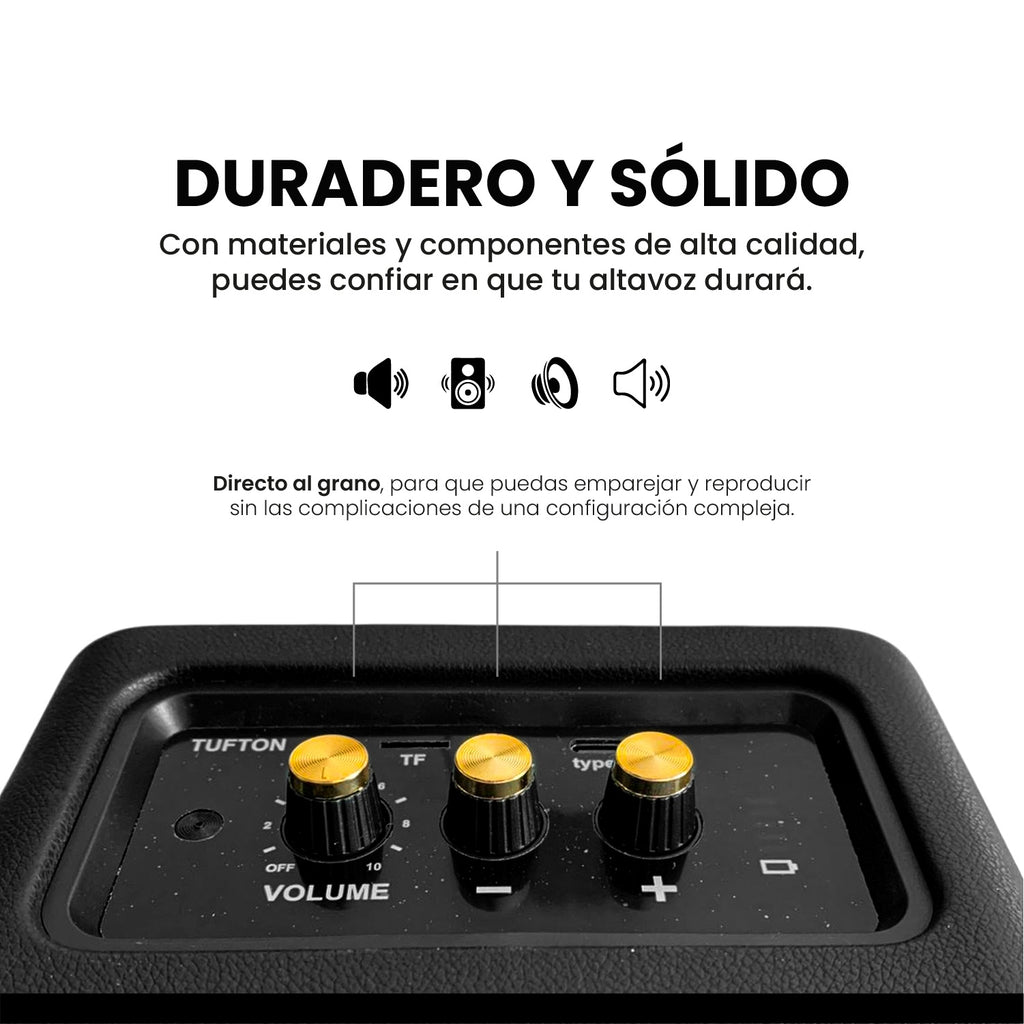 Parlante Retro Bluetooth Estilo Marshall Negro Potente Clasico Replica 1.1