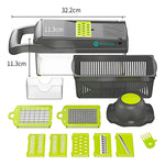 Combo Mandolina Picatodo Verdura + Tabla De Picar Descongela Carne+ Set Utensilios X12 Piezas En Silicona