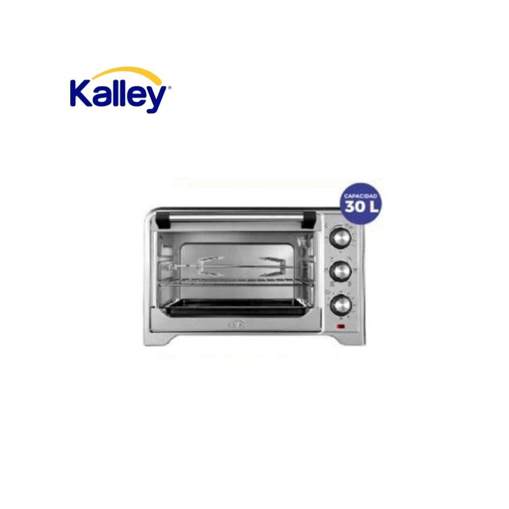 Horno Electrico Kalley 30 Litros Inoxidable 1600W Temporizador Asador Tostador