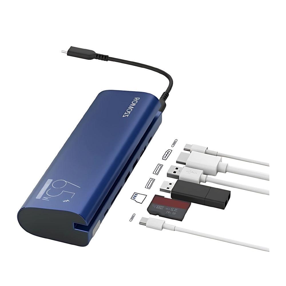Power Bank Cargador Para Laptop Celulares 18.000 Mah 100W Con Multipuertos 6 En 1 Romoss