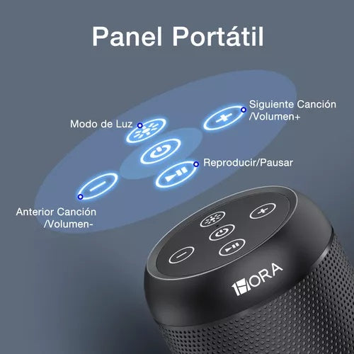 Bocina Bluetooth Inalambrico Con Luces Led 1Hora Boc242 Negro