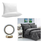 Combo Cubrelecho Cama Doble Premium + 2 Almohadas Confort Silicona + Lampara De Lujo