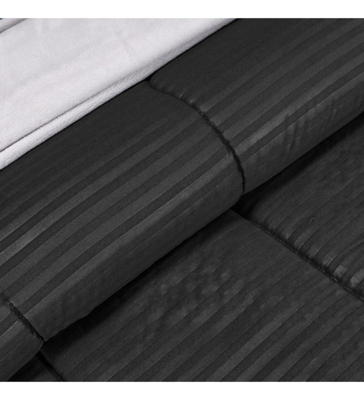 Edredon Cubrelecho Premium Negro Cama Doble Fundas Almohadas