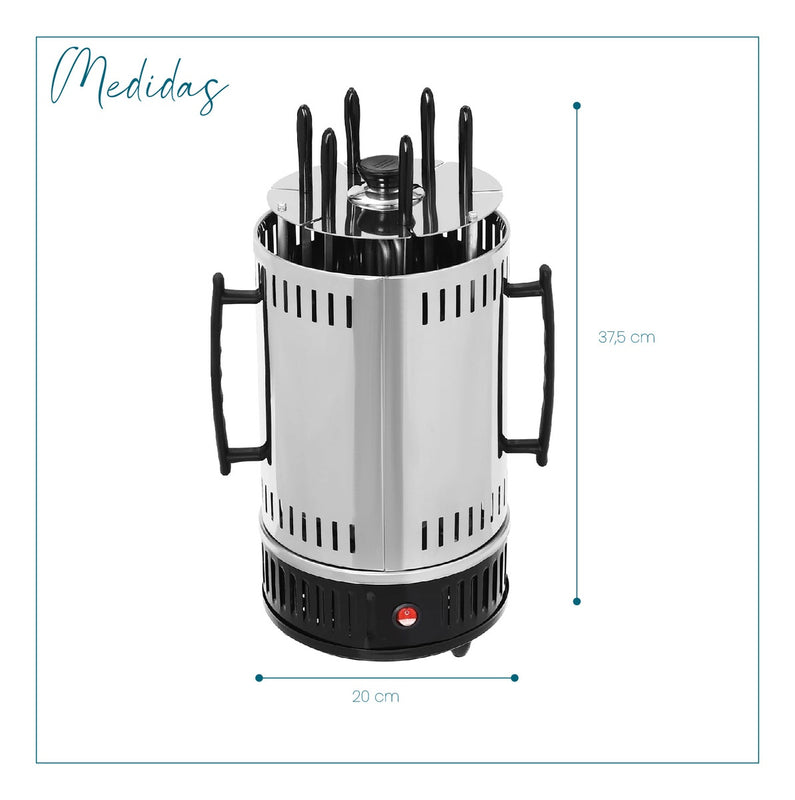 Barril Asador Giratorio Brochetas Electrico 1200W Acero Inox 110V